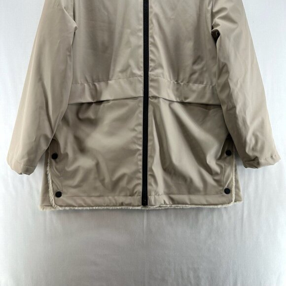 ZARA Jacket Youth Size 13-14 Softshell Sherpa Lined Hoodie Parka Full Zip Beige - Picture 5 of 14